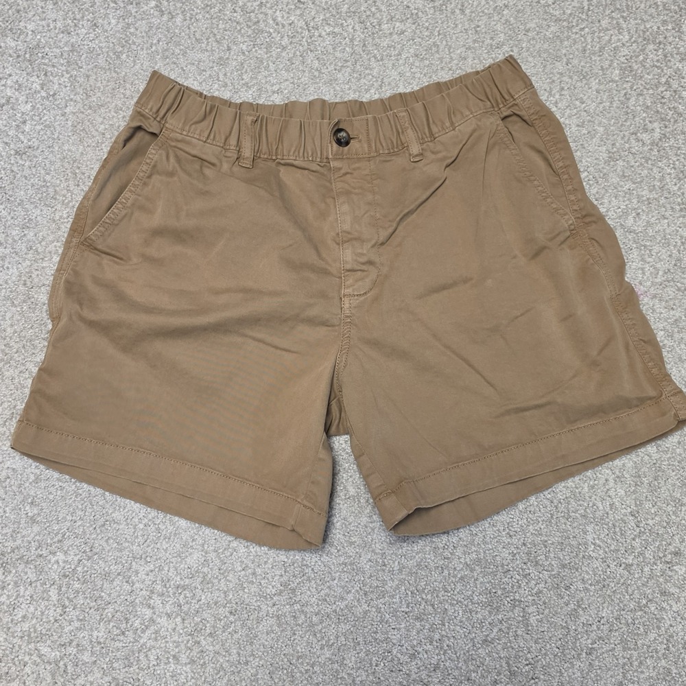 Bearbottom Men's Khaki Chino Shorts L 5.5" Inseam Elastic Waist Pockets Casual